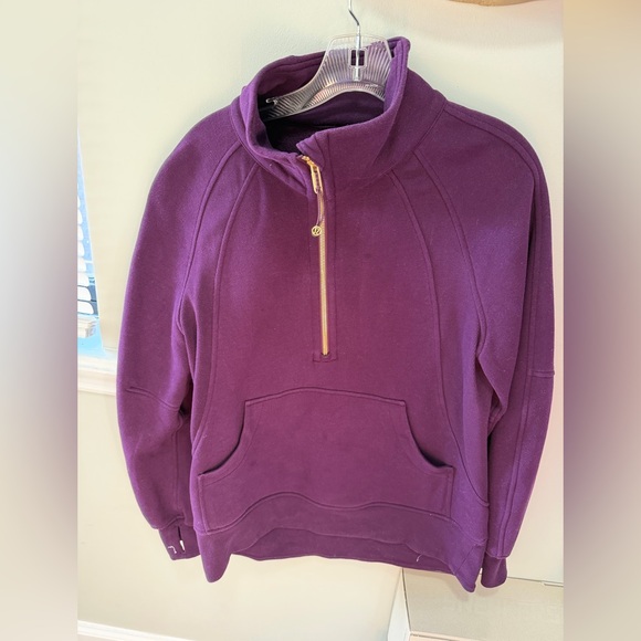 Lululemon Scuba Oversized Funnel Neck Half Zip HDBO/GOLD XS/S small Plum Purple